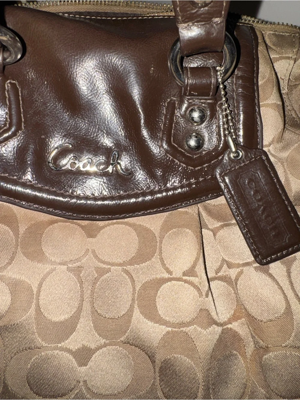 Vintage Coach Pleated Satchel Brown/Tan